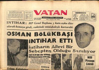 Vatan Gazetesi 7 Ekim 1963 - Osman Bölükbaşı İntihar Etti GZ103312 - 1