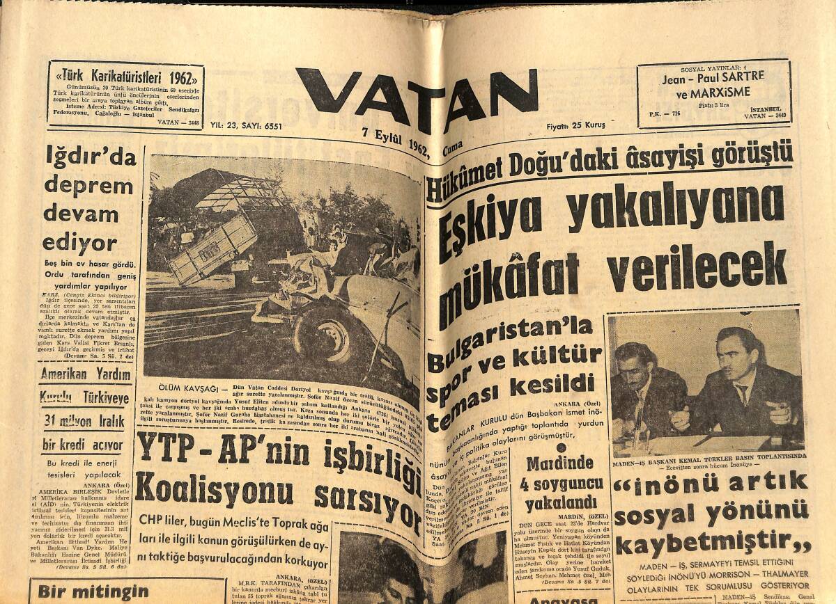 Vatan Gazetesi 7 Eylül 1962 - Türk Loyd'u Çalışmağa Başladı - Ayvalık'ta Yağ İşçileri Bir Miting Yapıyorlar GZ148807 - 1
