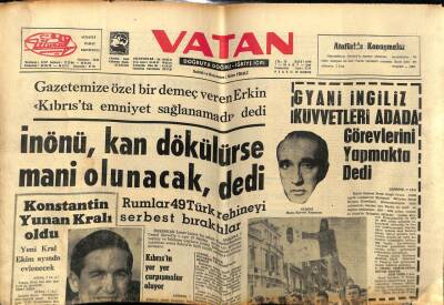 Vatan Gazetesi 7 Mart 1964 - Rumlar 49 Türk Rehineyi Serbest Bıraktılar GZ78799 - 1