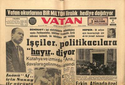Vatan Gazetesi 7 Mayıs 1962 - İşçiler Politikacılara Hayır Diyor GZ64670 - 1