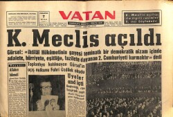 Vatan Gazetesi 7 Ocak 1961 - Kurucu Meclis Açıldı GZ64600 - 1
