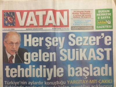 Vatan Gazetesi 7 Ocak 2005 - Herşey Ahmet Necdet Sezere Gelen Suikast Tehdidiyle Başladı GZ29908 - 1