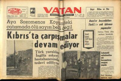Vatan Gazetesi 7 Şubat 1964 - Aya Sozomenos Köyündeki Çatışmada Ölü Sayısı Belli Değil GZ89217 - 1
