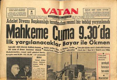 Vatan Gazetesi 8 Ekim 1960 - Yassıadada Mahkeme 930da GZ78712 - 1