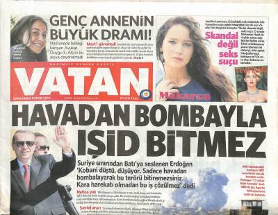 Vatan Gazetesi 8 Ekim 2014 - Kobani Ateşi Her Yeri Yaktı - En Güçlü 100de Tek Türk Ciliv GZ106777 - 1