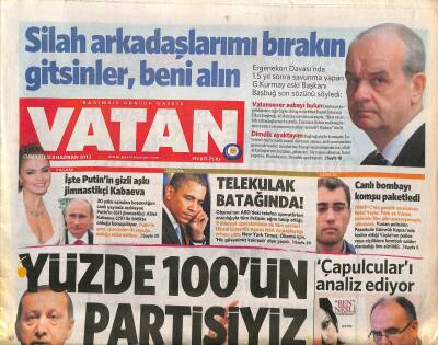 Vatan Gazetesi 8 Haziran 2013 - Hülya Avşar Başbakandan Randevu İstedi - İşte Putinin Gizli Aşkı Jimnastikçi Kabaeva GZ106758 - 1
