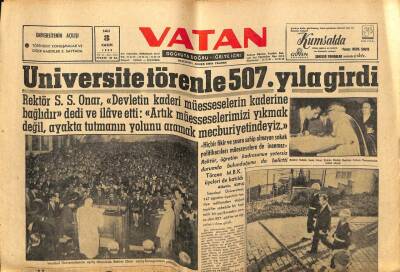 Vatan Gazetesi 8 Kasım 1960 - İstanbul Üniversitesi Törenle 507. Yıla Girdi GZ78686 - 1