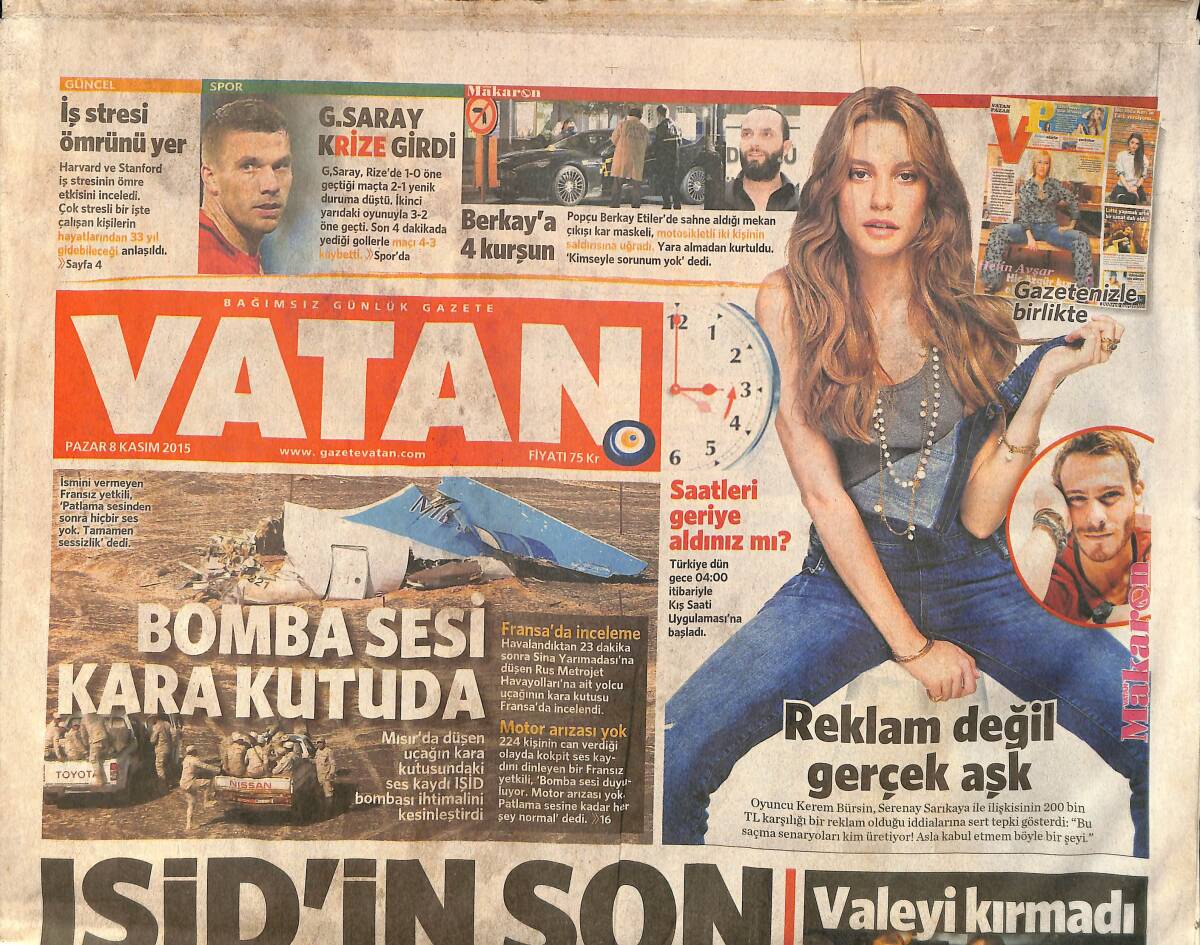 Vatan Gazetesi 8 Kasım 2015 - Işid'in Son Kurbanı ! - Picasso Rekoru GZ159498 - 1