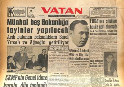 Vatan Gazetesi 8 Mart 1959 - EOKAnın Silahları Henüz Geri Alınmadı GZ86091 - 1