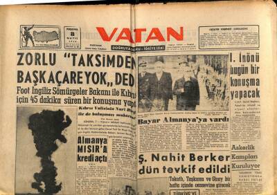 Vatan Gazetesi 8 Mayıs 1958 - Ödemiş Ağır Ceza Yargıcı Emekliye Çıkarıldı - Almanya Mısıra Kredi Açtı GZ90409 - 1