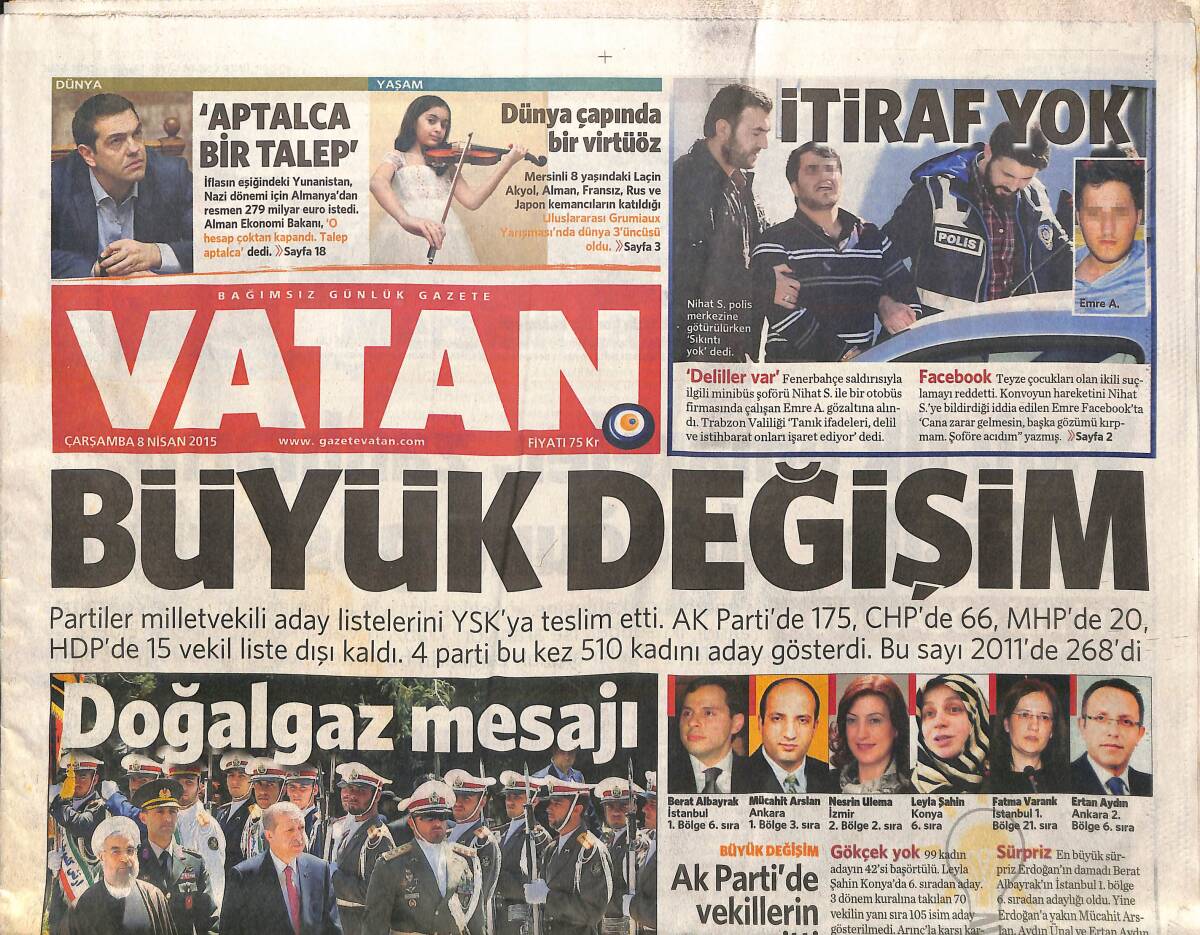 Vatan Gazetesi 8 Nisan 2015 - Balyoz'da 63 Sanığa Daha Mahkemeden Beraat GZ160070 - 1