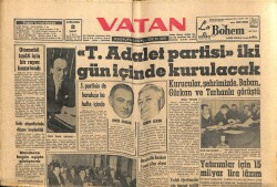 Vatan Gazetesi 8 Şubat 1961 - T.Adalet Partisi İki Gün İçinde Kurulacak GZ64623 - 2