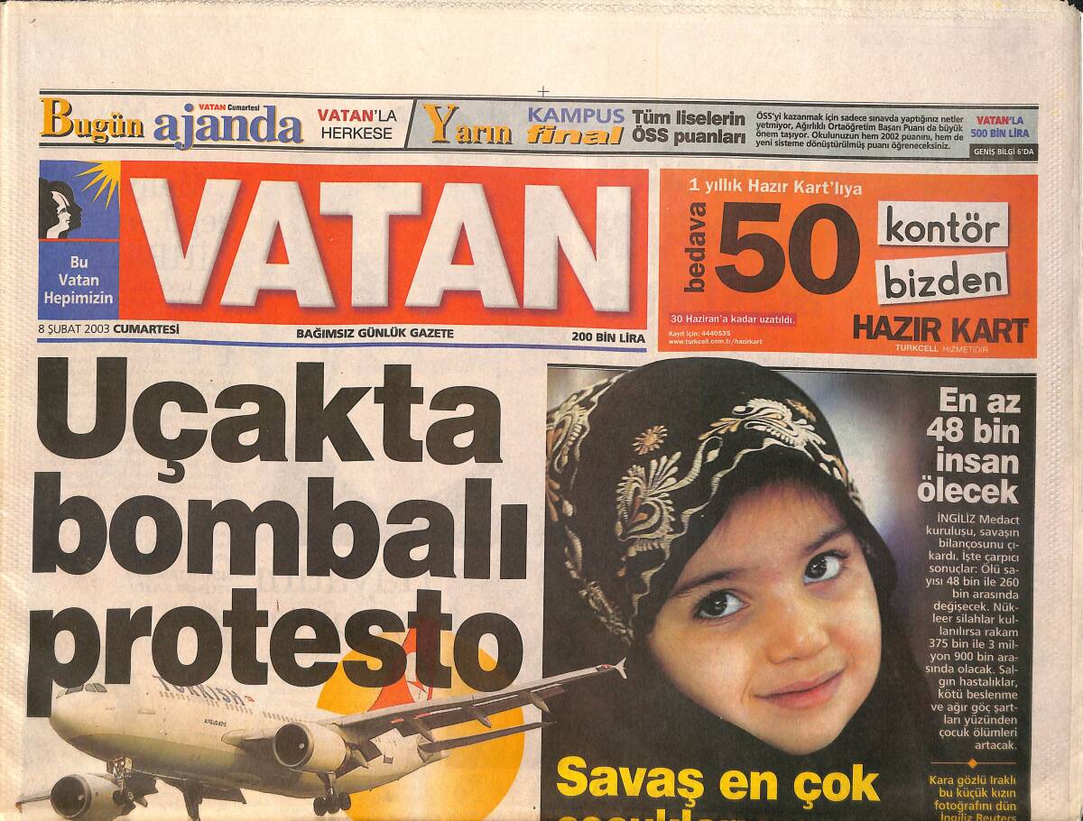 Vatan Gazetesi 8 Şubat 2003 - Hülya Avşar'la Yeniden - Sibel Can'ın Hayatı TV Dizisi Oluyor GZ157592 - 1