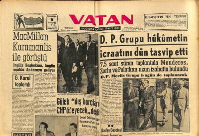 Vatan Gazetesi 9 Ağustos 1958 - DP Grubu Hükümetin İcraatını Dün Tasvip Etti GZ91064 - 1