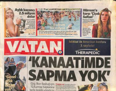 Vatan Gazetesi 9 Ağustos 2013 - Ünlülerden Uyuşturucu İtirafları * Sarp Apak-Hakan Yılmaz-Gökçe Özyol GZ106729 - 1