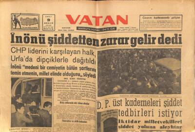 Vatan Gazetesi 9 Aralık 1958 - İnönü Şiddetten Zarar Gelir Dedi GZ64696 - 2