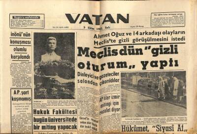 Vatan Gazetesi 9 Ekim 1962 - Şemi Ergin Beraat Etti GZ64858 - 1