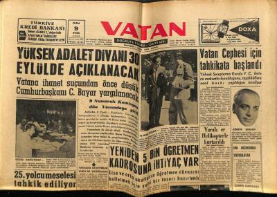 Vatan Gazetesi 9 Eylül 1960 - 5 Bin Öğretmen Kadrosuna İhtiyaç Var GZ78907 - 1