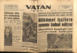 Vatan Gazetesi 9 Eylül 1962 - Hükümet İşçilere Zammı Kabul Etti GZ64761 - 1