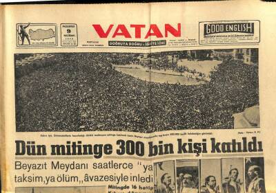 Vatan Gazetesi 9 Haziran 1958 - Dün Kıbrıs Mitingine 300 Bin Kişi Katıldı GZ91436 - 1