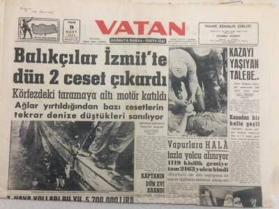 Vatan Gazetesi 9 Mart 1958 - Balıkçılar İzmitte İki Ceset Çıkardı GZ52352 - 1