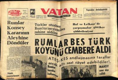 Vatan Gazetesi 9 Mart 1964 - Rumlar 5 Türk Köyünü Çembere Aldı GZ78797 - 1