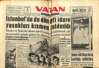 Vatan Gazetesi 9 Mayıs 1960 - İstanbulda Örfi İdare Kısmen Kaldırıldı GZ78952 - 1