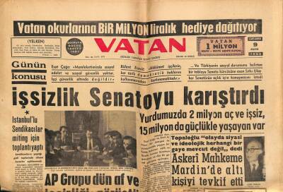 Vatan Gazetesi 9 Mayıs 1962 - İşsizlik Senatoyu Karıştırdı GZ64665 - 1