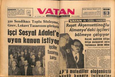 Vatan Gazetesi 9 Nisan 1963 - İşçi Sosyal Adalete Uyan Kanun İstiyor GZ64822 - 2