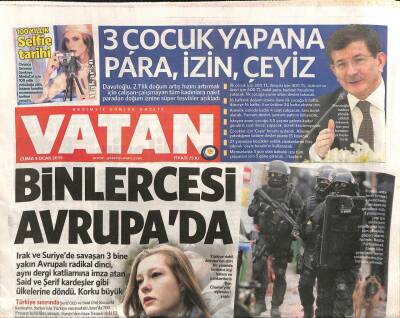 Vatan Gazetesi 9 Ocak 2015 - Ünal Aysal Emeklerimizin Karşılığını Aldık - Ahmet Davutoğlu 3 Çocuk Yapana Para,İzin,Çeyiz GZ106802 - 1