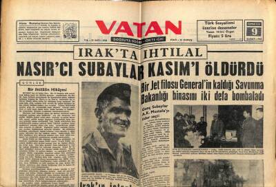 Vatan Gazetesi 9 Şubat 1963 - Nasırcı Subaylar Kasımı Öldürdü GZ78961 - 1