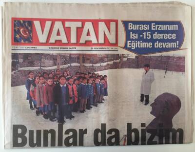 Vatan Gazetesi 9 Şubat 2005 - Erzurum Isı -15 Derece Eğitime Devam ! GZ20420 - 1