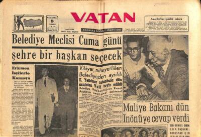 Vatan Gazetesi 9 Temmuz 1958 - Belediye Meclisi Cuma Günü Şehre Bir Başkan Seçecek GZ90493 - 1