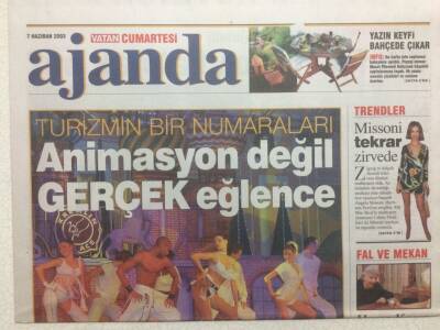Vatan Gazetesi Ajanda Eki 7 Haziran 2003 - Turizmin Bir Numaraları Animasyon Değil Gerçek Eğlence GZ32703 - 1