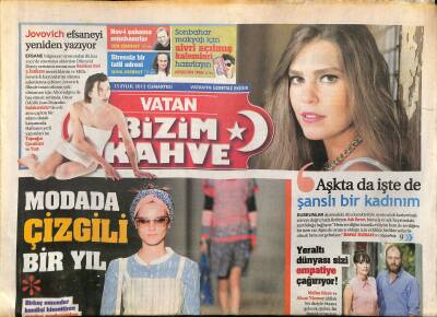 Vatan Gazetesi Bizim Kahve Eki 15 Eylül 2012 - Aslı Enver Aşkta da İşte de Şanslı Bir Kadınım GZ125909 - 1