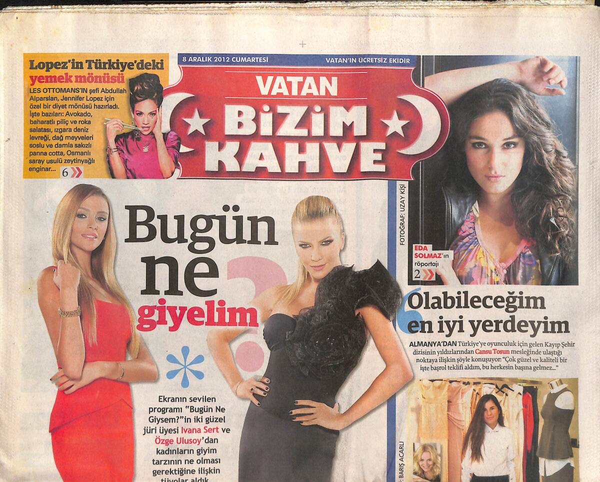 Vatan Gazetesi Bizim Kahve Eki 8 Aralık 2012 - 5 Dakikada Tekne Halatı Bağlayıp Çözen Köpek - 2012'nin Türk Dizaynları GZ135990 - 1