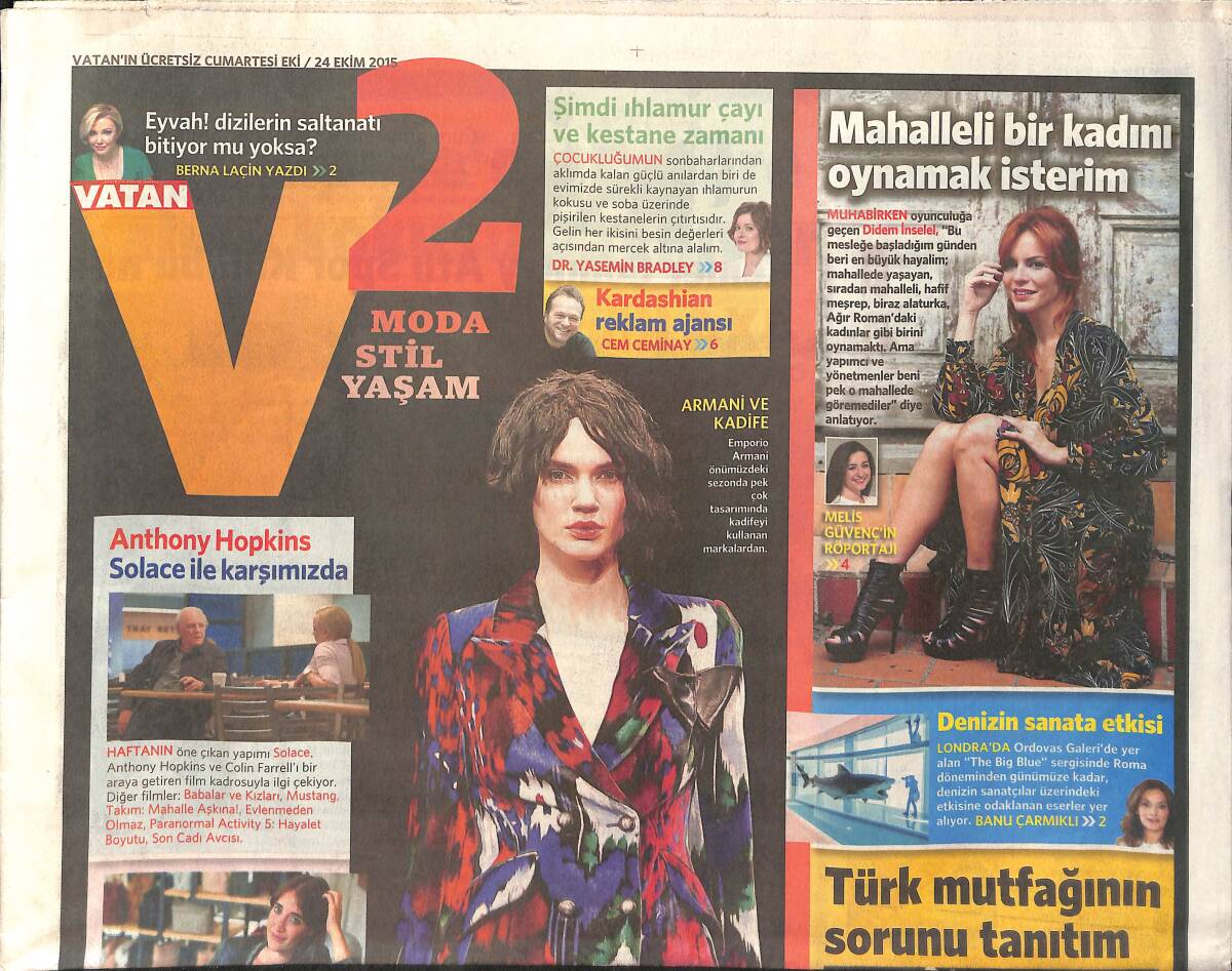 Vatan Gazetesi Cumartesi Eki 24 Ekim 2015 - Anthony Hopkins Solace İle Karşımızda GZ159981 - 1