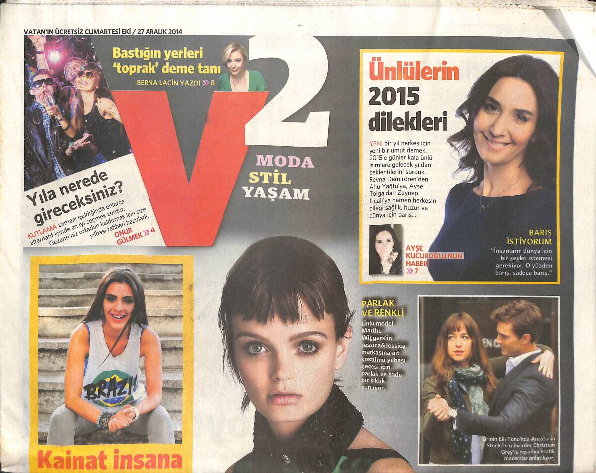 Vatan Gazetesi Cumartesi Eki V2 27 Aralık 2014 - Ünlülerin 2015 Dilekleri - Ünlü Model Marthe Wiggers Yılbaşı Kostümü GZ137023 - 1