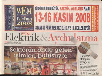 Vatan Gazetesi Elektrik & Aydınlatma Eki 11 Kasım 2008 - En Yeni Barkod Teknolojileri - Evlerde İtalyan Rüzgarı GZ96463 - 1