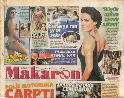 Vatan Gazetesi Makaron Eki 10 Ağustos 2014 - Oyuncu Sarp Akkaya Aracıyla Bebekte İlerlerken Polis Motoruna Çarptı GZ105877 - 1