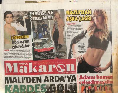 Vatan Gazetesi Makaron Eki 10 Haziran 2015 - Jennifer Lopez Salladı Fas Dava Açtı - İbrahim Tatlıses Hafızasını Mı Kaybetti ? GZ125870 - 1