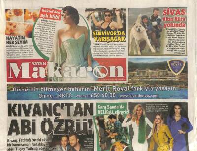 Vatan Gazetesi Makaron Eki 11 Kasım 2015 - Araplar , Tuba Büyüküstünün İsmine de Hayran GZ116477 - 1