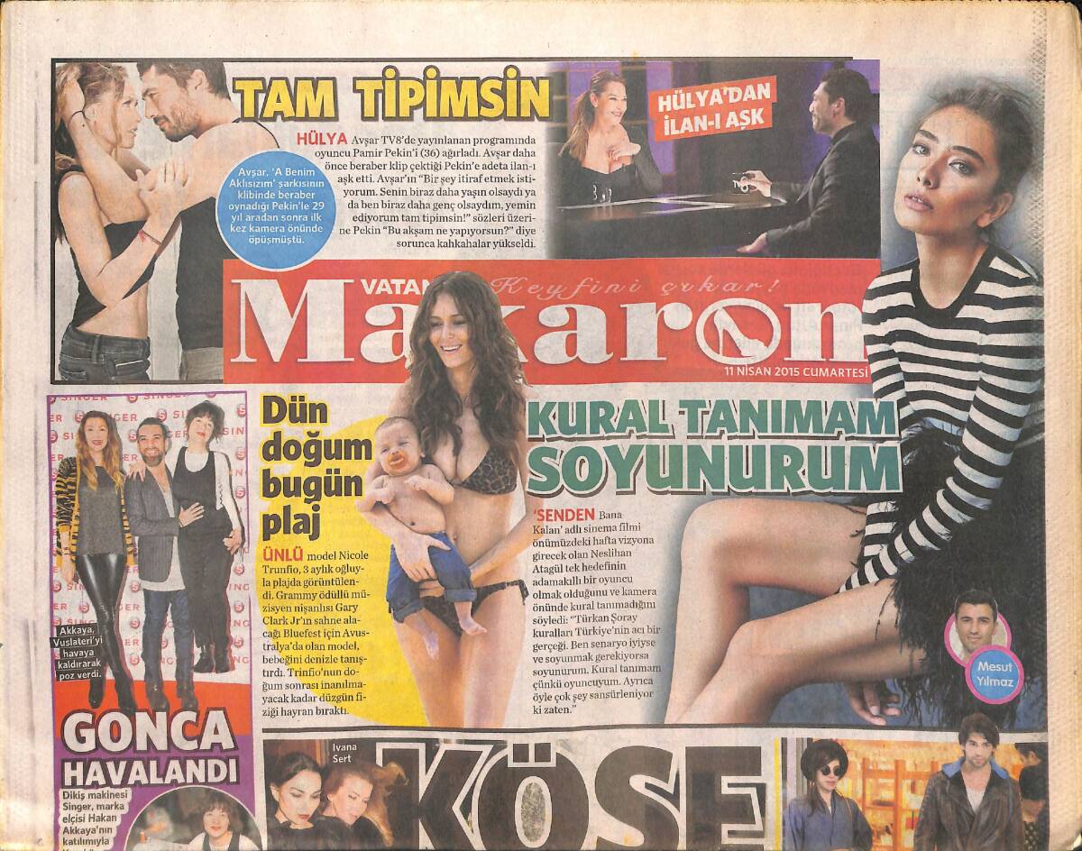 Vatan Gazetesi Makaron Eki 11 Nisan 2015 - Türkan Şoray'ın Can Dostu Deniz Türkali'nin Sultan Mutfağı GZ158385 - 1