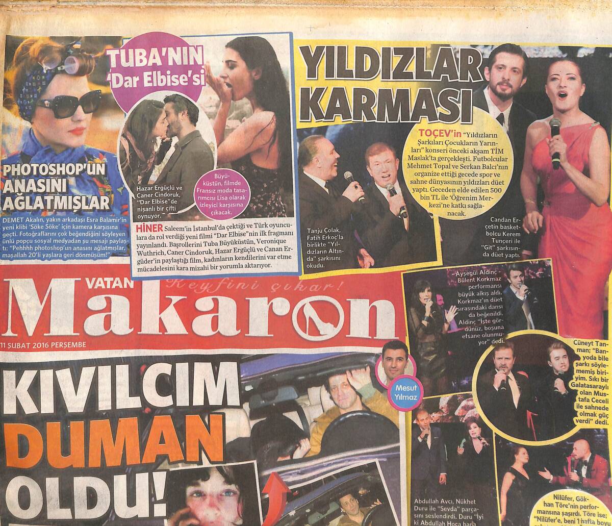 Vatan Gazetesi Makaron Eki 11 Şubat 2016 - Yıldızlar Karması - Nurgül Yeşilçay İlk Aşkına Döndü! GZ137259 - 1