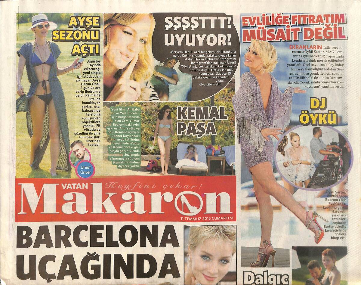 Vatan Gazetesi Makaron Eki 11 Temmuz 2015 - Öykü Serter 