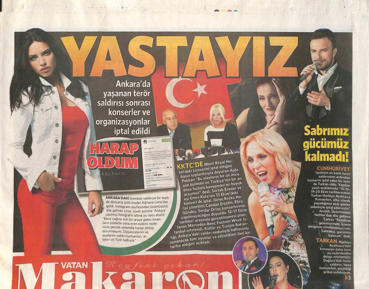 Vatan Gazetesi Makaron Eki 12 Ekim 2015 - Pişti Hadise - Jim Carrey Eski Sevgilisinin Cenazesinde Göz Yaşlarını Tutamadı GZ154741 - 1