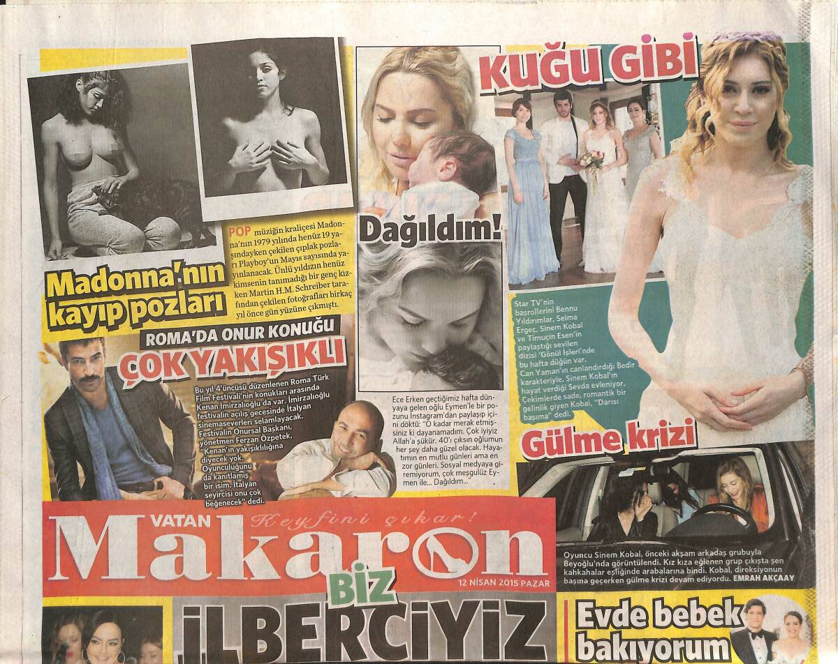 Vatan Gazetesi Makaron Eki 12 Nisan 2015 - Madonna'nın Kayıp Pozları - En Popüler Dizi Çifti GZ135980 - 1