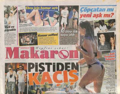 Vatan Gazetesi Makaron Eki 13 Eylül 2014 - Tarkanı Övmeye Doyamadılar GZ116431 - 1
