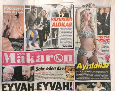Vatan Gazetesi Makaron Eki 13 Kasım 2014 - Özge Borak-Ata Demirer Çifti 2 Yıllık Evliliklerini Tek Celsede Bitirdi GZ100595 - 1