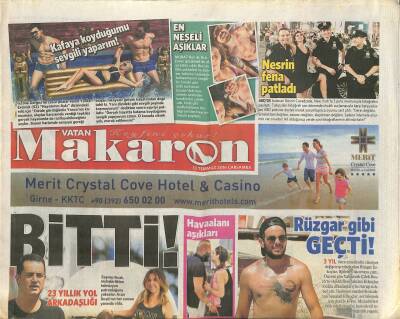 Vatan Gazetesi Makaron Eki 13 Temmuz 2016 - Nesrin Cavadzade Fena Patladı GZ117131 - 1